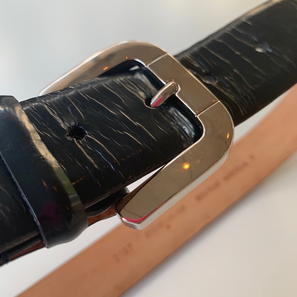 Stanley Korshak Black Leather Belt, M - Picture 3 of 7